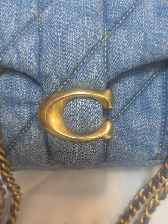 Coach Quilted Tabby 20 Denim Shoulder Bag with Brass 'C' - Blue Denim - Picture 3 of 16